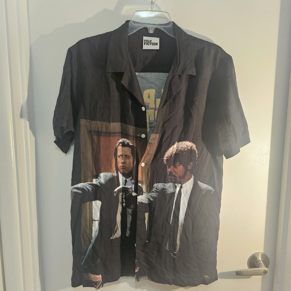 PULP FICTION Button Down Black Graphic Shirt Med